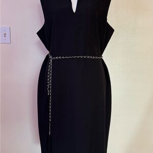 Karl Lagerfeld Black Midi Dress with Chain Detail